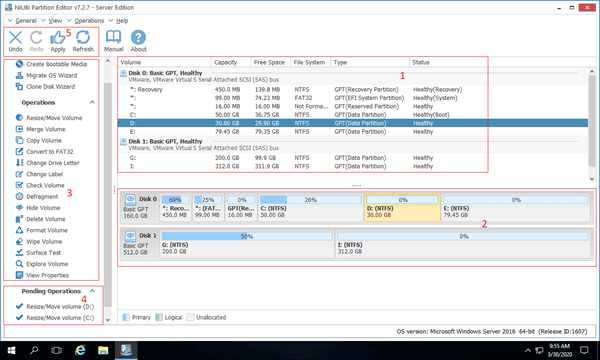Partitionsmanager Server 2016
