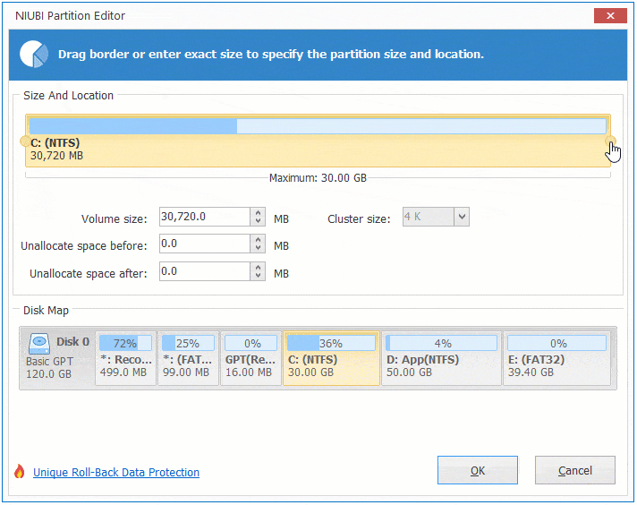 Resize partition C