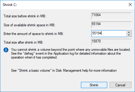 Shrink C drive