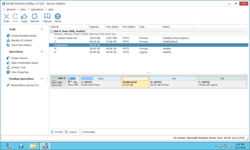 ドライブDが縮小されました