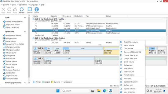 Partition operations